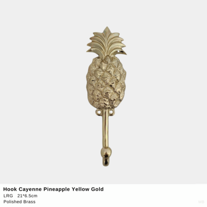 Cayenne Pineapple Wall Hook – Polished Yellow Brass (3 Sizes)