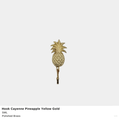Cayenne Pineapple Wall Hook – Polished Yellow Brass (3 Sizes)