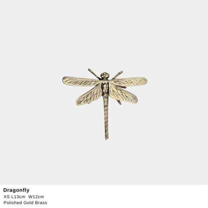 Brass Dragonfly – Polished Gold (5 Sizes Available)