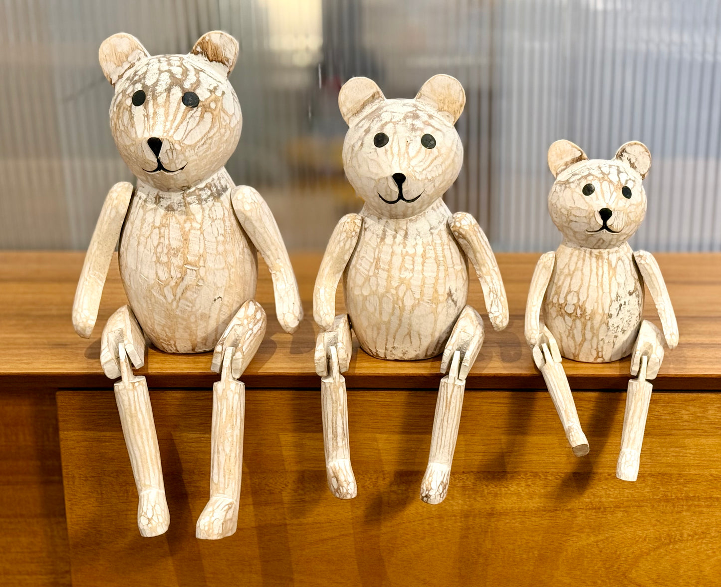 Vintage Marionette Bear Set – Albizia Wood (Set of 3)