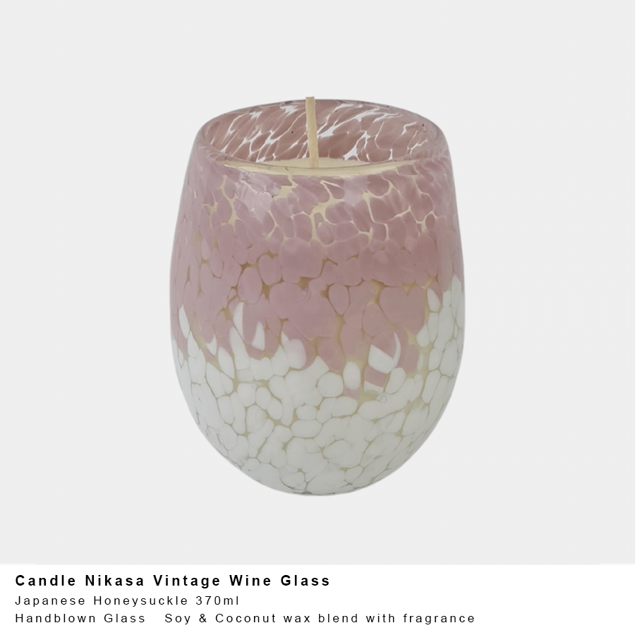 Vintage Wine Glass Candle - Pink Japanese Honeysuckle