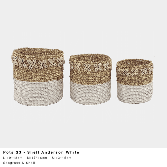 Anderson Shell Pot - White/Natural