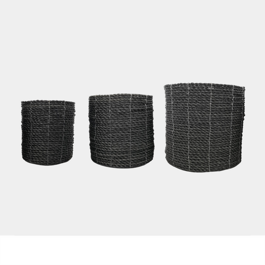 Anderson Seagrass Pot – Black (Single or Set of 3)