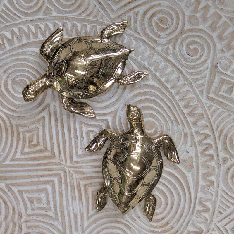 Brass Turtle Sculpture – Solid Polished Brass (3 Sizes Available)