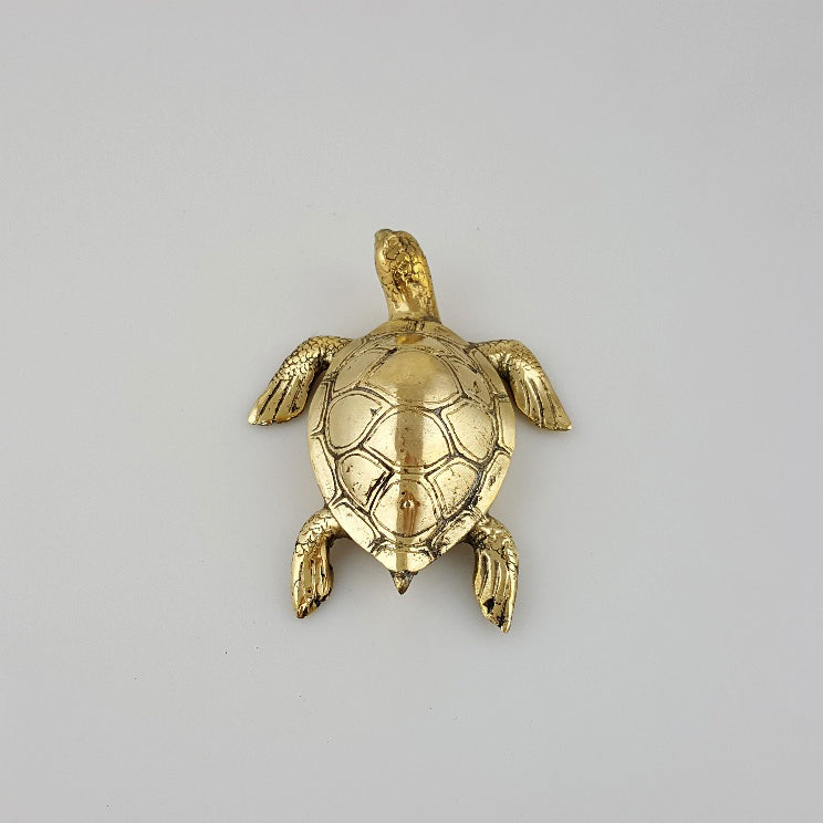 Brass Turtle Sculpture – Solid Polished Brass (3 Sizes Available)