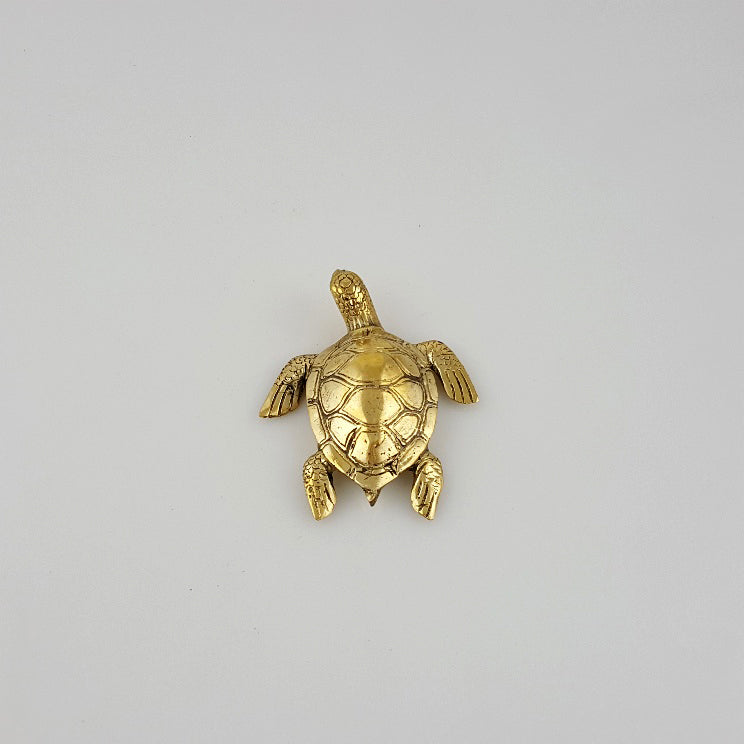 Brass Turtle Sculpture – Solid Polished Brass (3 Sizes Available)