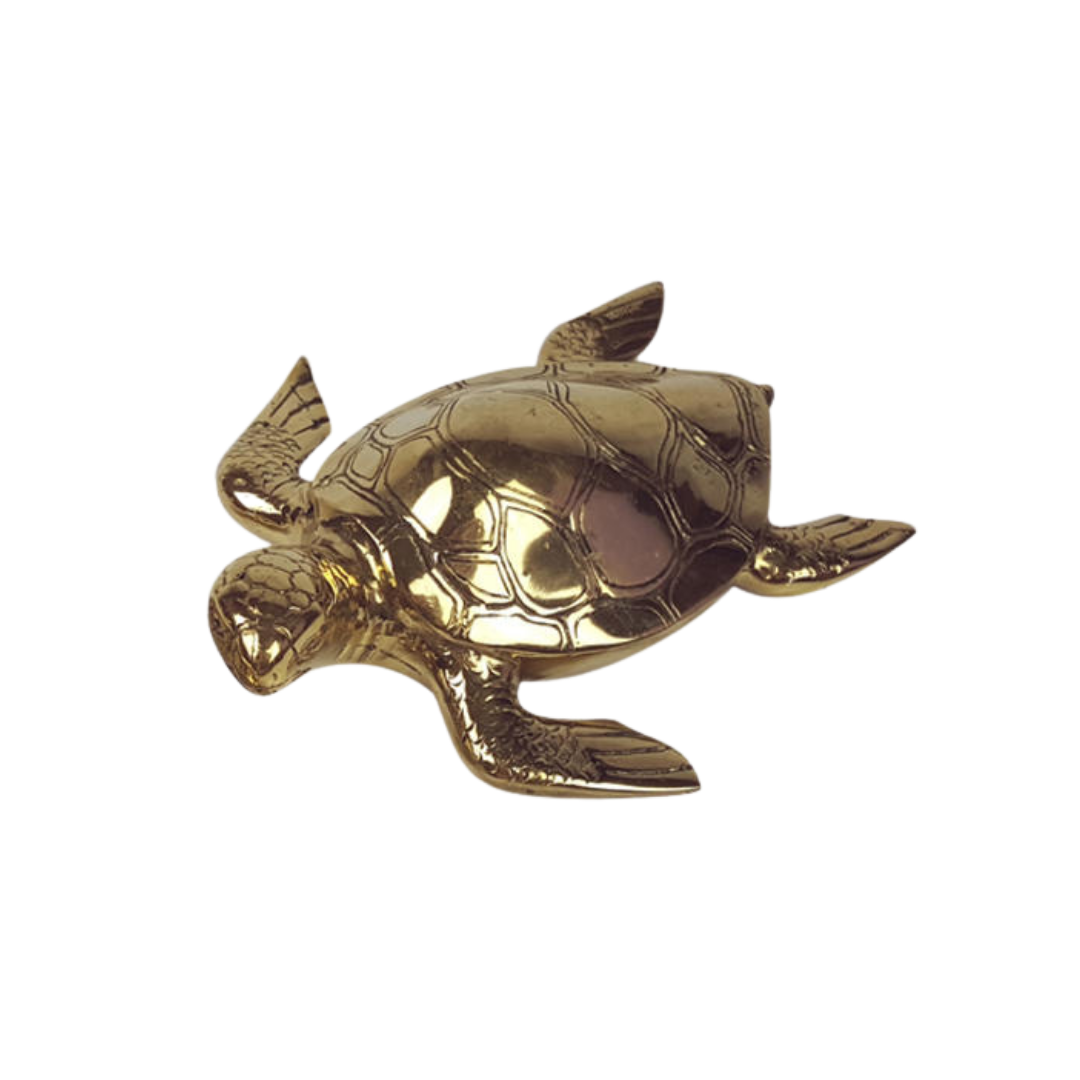 Brass Turtle Sculpture – Solid Polished Brass (3 Sizes Available)