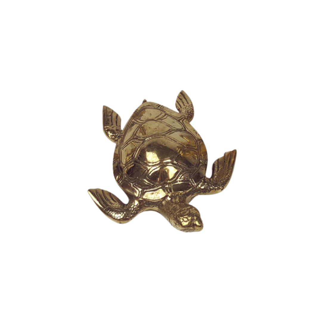 Brass Turtle Sculpture – Solid Polished Brass (3 Sizes Available)