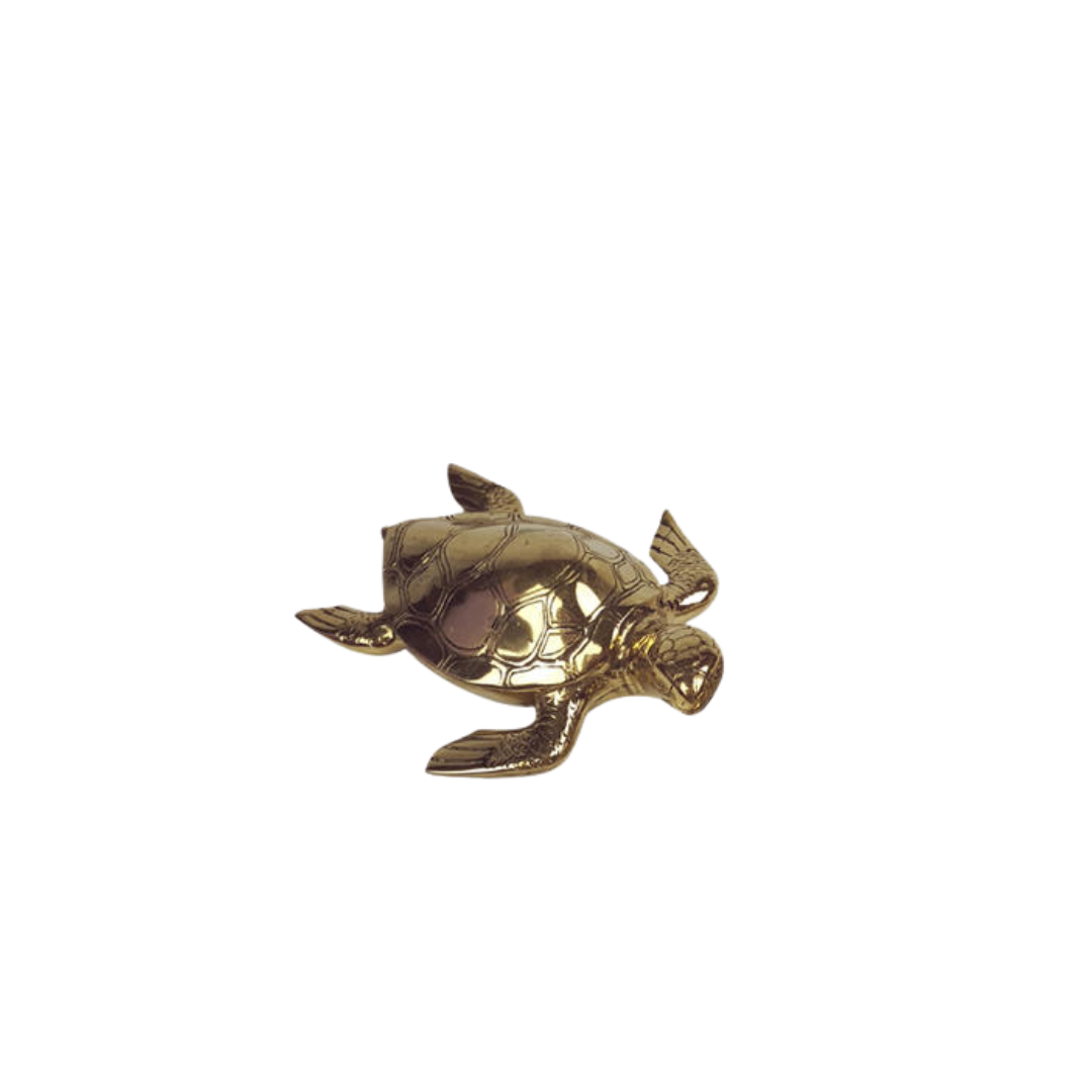 Brass Turtle Sculpture – Solid Polished Brass (3 Sizes Available)