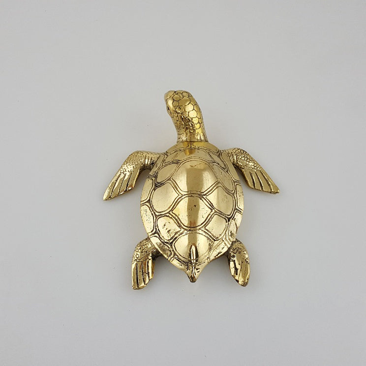 Brass Turtle Sculpture – Solid Polished Brass (3 Sizes Available)