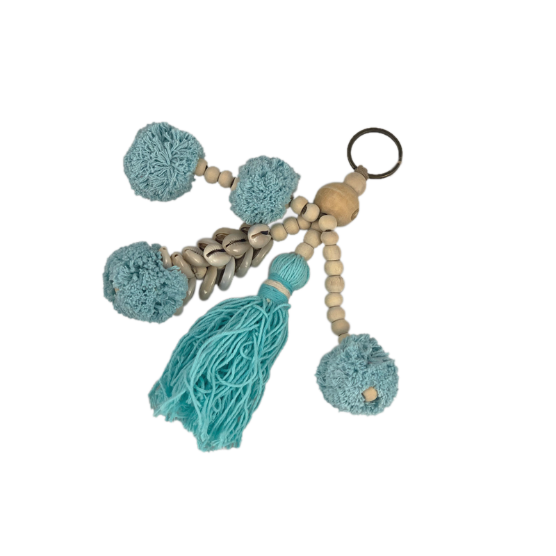 Keyring Bagit – Cotton, Shell & Bead Tassel (10 Colours)