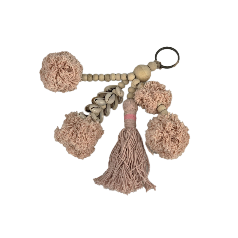Keyring Bagit – Cotton, Shell & Bead Tassel (10 Colours)
