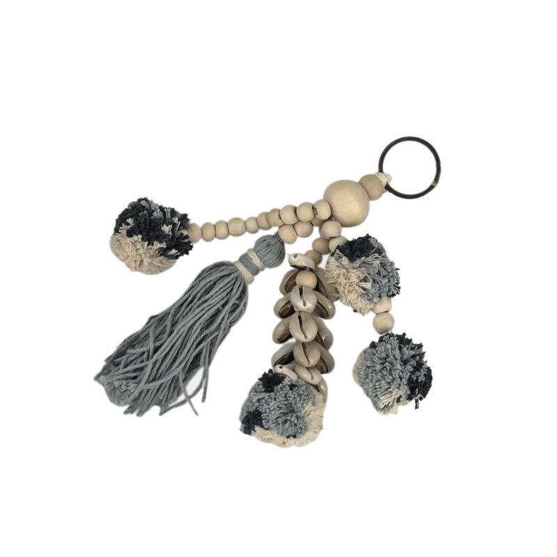 Keyring Bagit – Cotton, Shell & Bead Tassel (10 Colours)