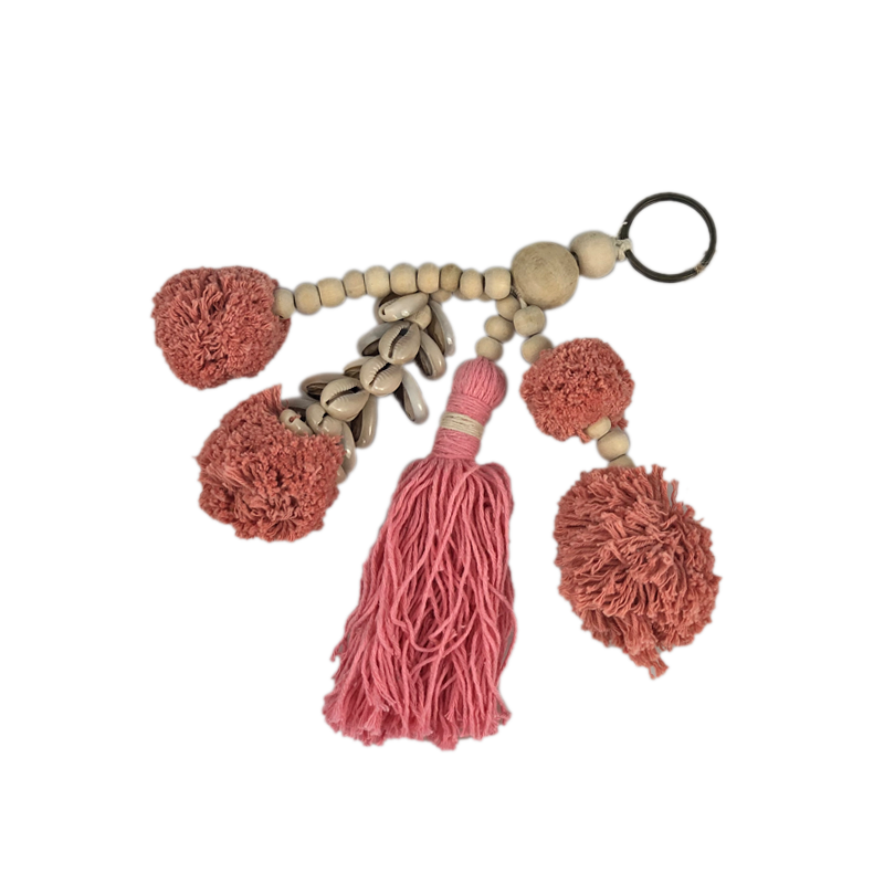 Keyring Bagit – Cotton, Shell & Bead Tassel (10 Colours)