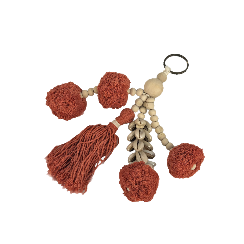 Keyring Bagit – Cotton, Shell & Bead Tassel (10 Colours)
