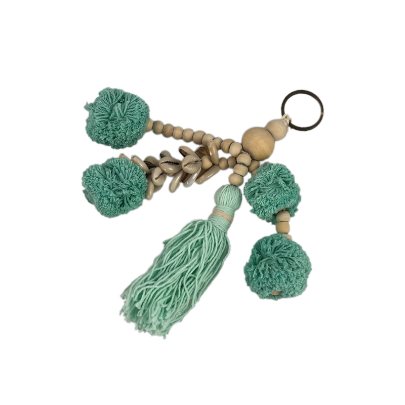 Keyring Bagit – Cotton, Shell & Bead Tassel (10 Colours)