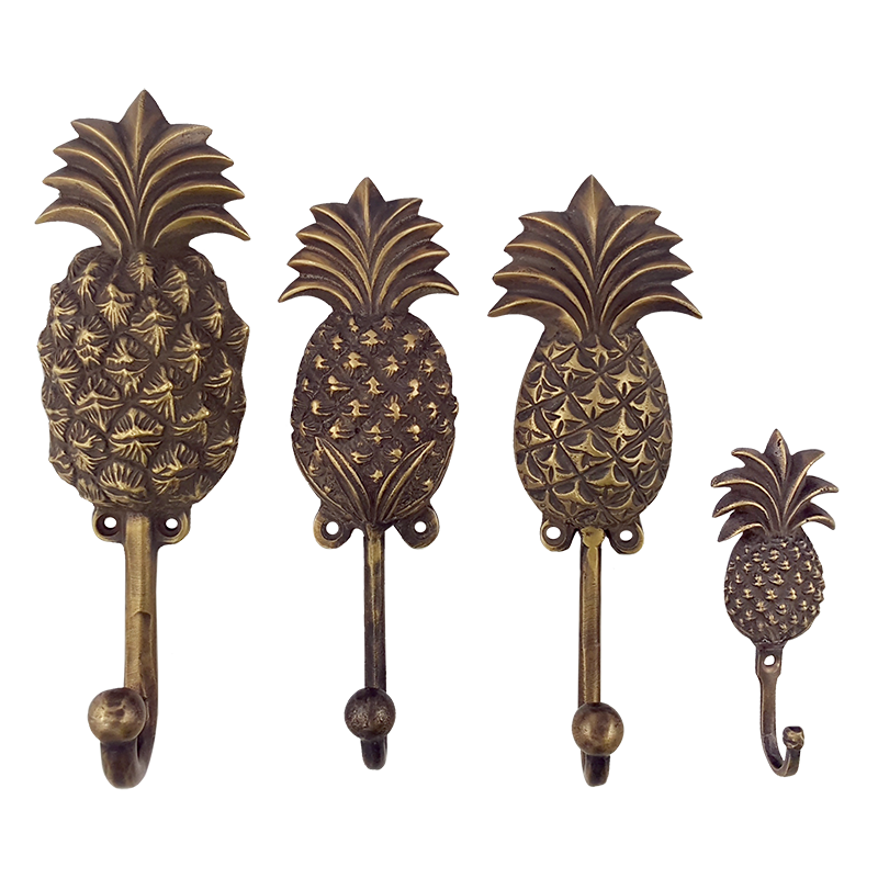 Pineapple Leaf Wall Hook – Antique Brass (4 Sizes Available)