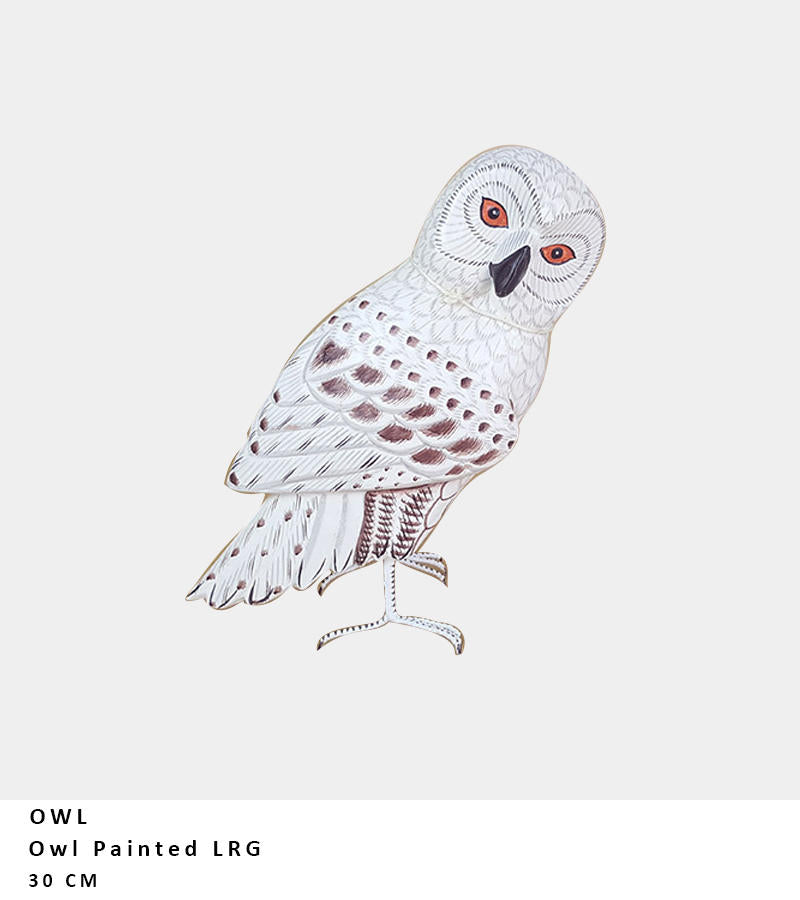 Snowy Owl Sculpture – Hand-Painted Wood (4 Models)