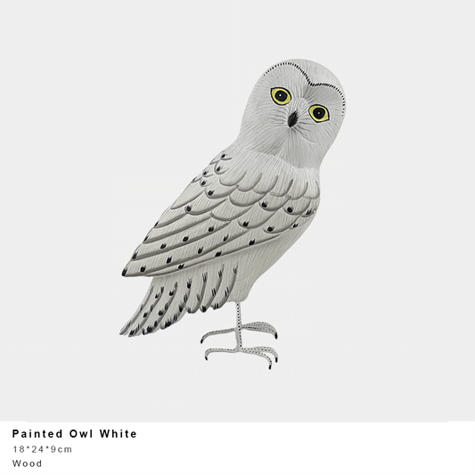 Snowy Owl Sculpture – Hand-Painted Wood (4 Models)