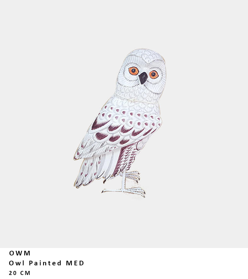 Snowy Owl Sculpture – Hand-Painted Wood (4 Models)