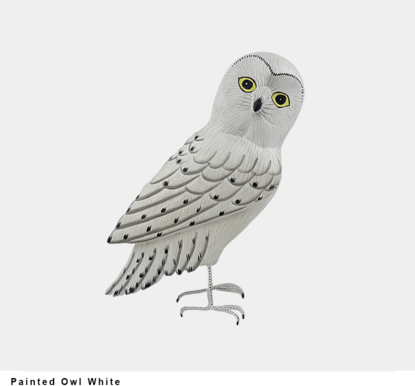 Snowy Owl Sculpture – Hand-Painted Wood (4 Models)