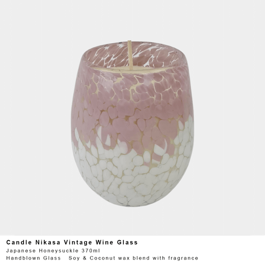 Vintage Wine Glass Candle - Pink Japanese Honeysuckle
