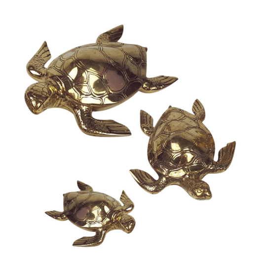 Brass Turtle Sculpture – Solid Polished Brass (3 Sizes Available)